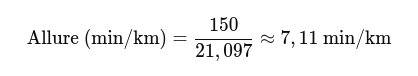 Exemple d'un calcul d'allure pour un semi-marathon