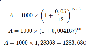 Exemple de calcul des interets mensuellement