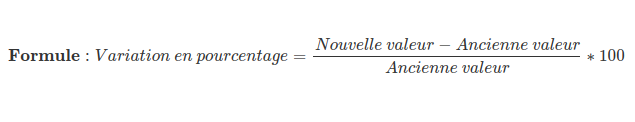 Formule variation pourcentage