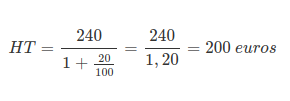 Exemple calcul HT