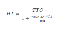 Formule calcul montant HT