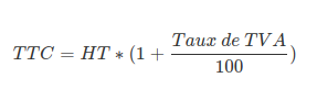 Formule calcul TTC à partir HT