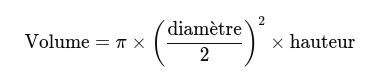 Formule de calcul du volume cylindrique d'un aquarium